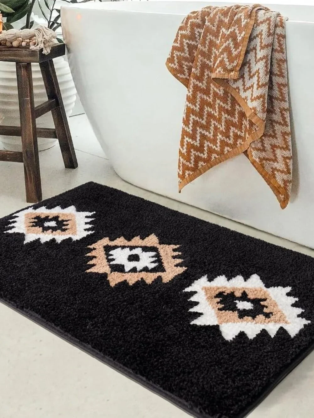 Black Bathroom Rug Mat 20x32